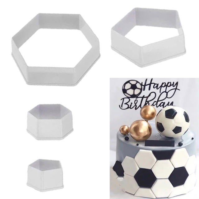 Juego de 4 cortadores de galletas hexagonales de balón de fútbol, moldes de fondant para la Copa del Mundo de fútbol, azúcar, pastel, postre TUNC Sencillez