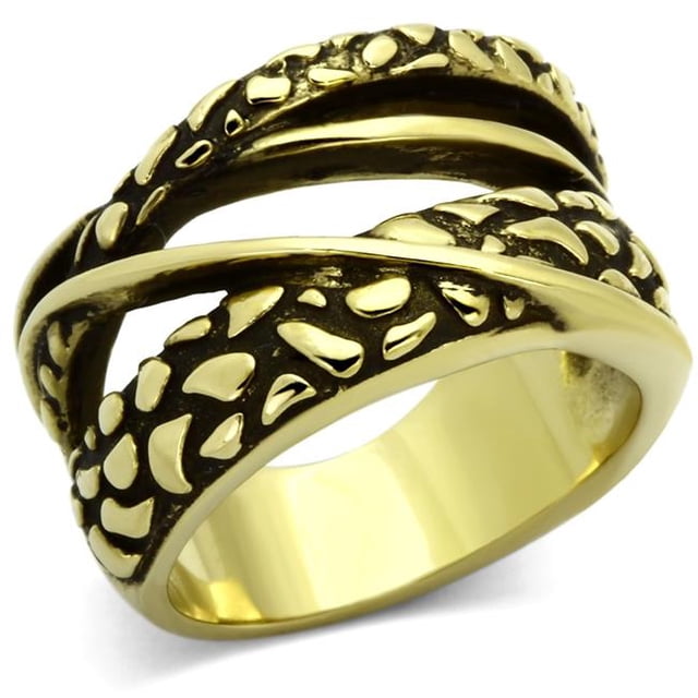 Femmes IP Or Bague en Acier Inoxydable Sans Stone dans Aucune Stone - Taille 7