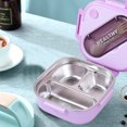 thumbnail image 4 of Bento Box pour Enfants - Boîte à Lunch en Acier Inoxydable avec Récipient à Condiments Étanche - Boîte à Collation à 3 Compartiments pour École, Bureau - Congélateur et Lave-Vaisselle Sûrs, 4 of 7