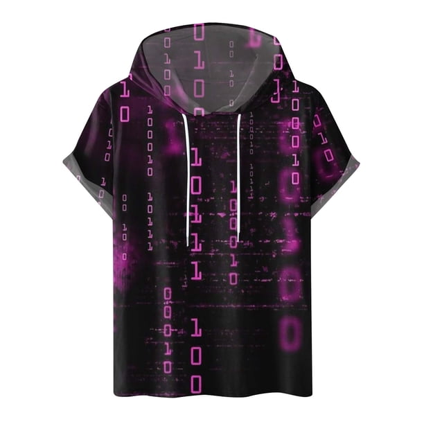 Pantalones Cortos Casuales para Hombre Impresión Digital Pullover Camiseta con Capucha Deportiva de Fitness, Blusa de Cuello Redondo de Poliéster para Al Aire Libre, Diaria Y Toda la Temporada