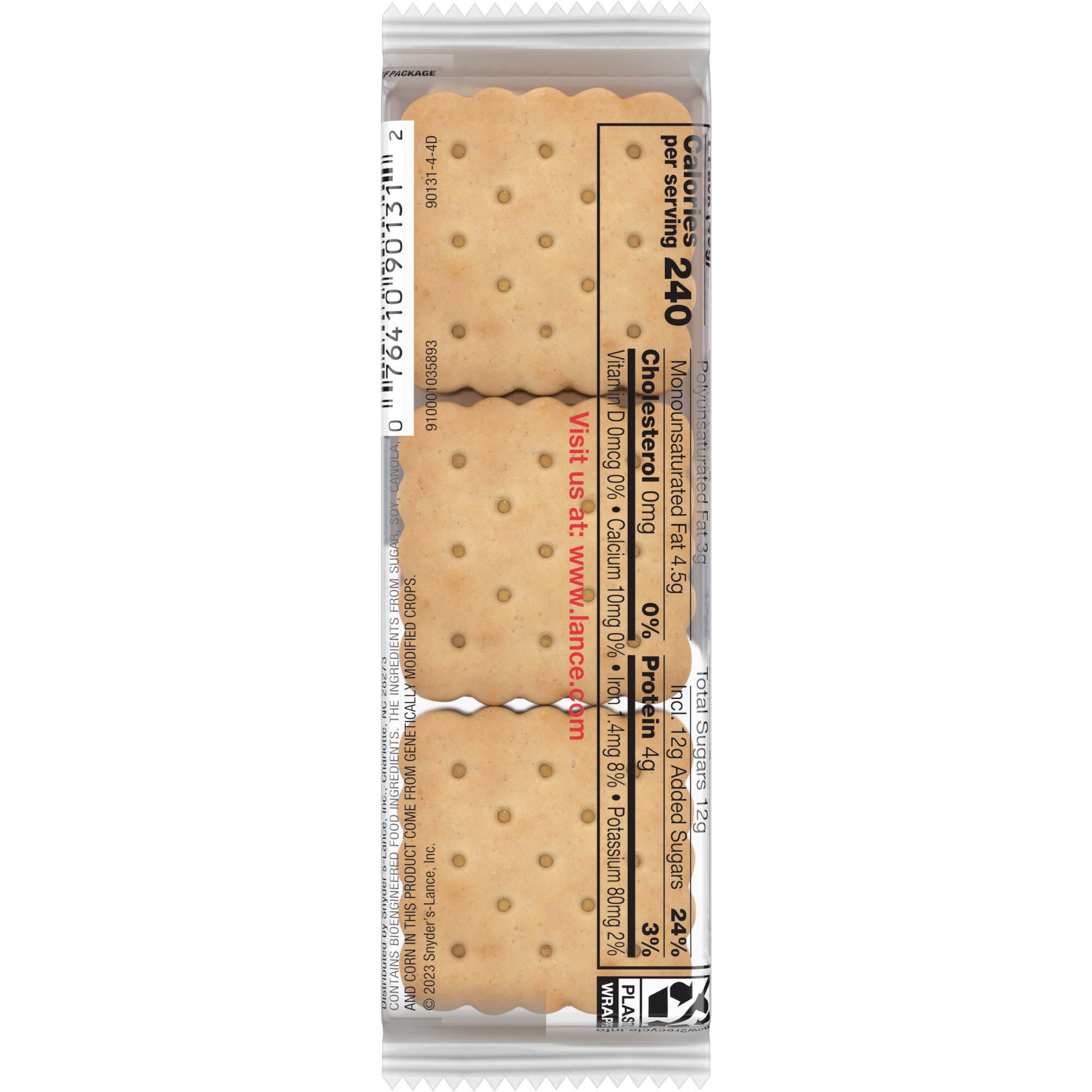 Lance Sandwich Cookies, Nekot Peanut Butter, Individual Snack Pack, 6 Sandwiches