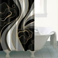 thumbnail image 4 of Black White Marble Gold Line Pattern Shower Curtain 72"x84" ,Bathroom Decorative Shower Curtains Set with 12 Hooks,Modern Waterproof Washable Shower Curtain, 4 of 6