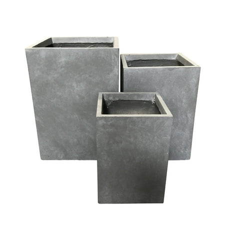 Square Platter - Durx-litecrete Lightweight Concrete Tall Square Planter-Small