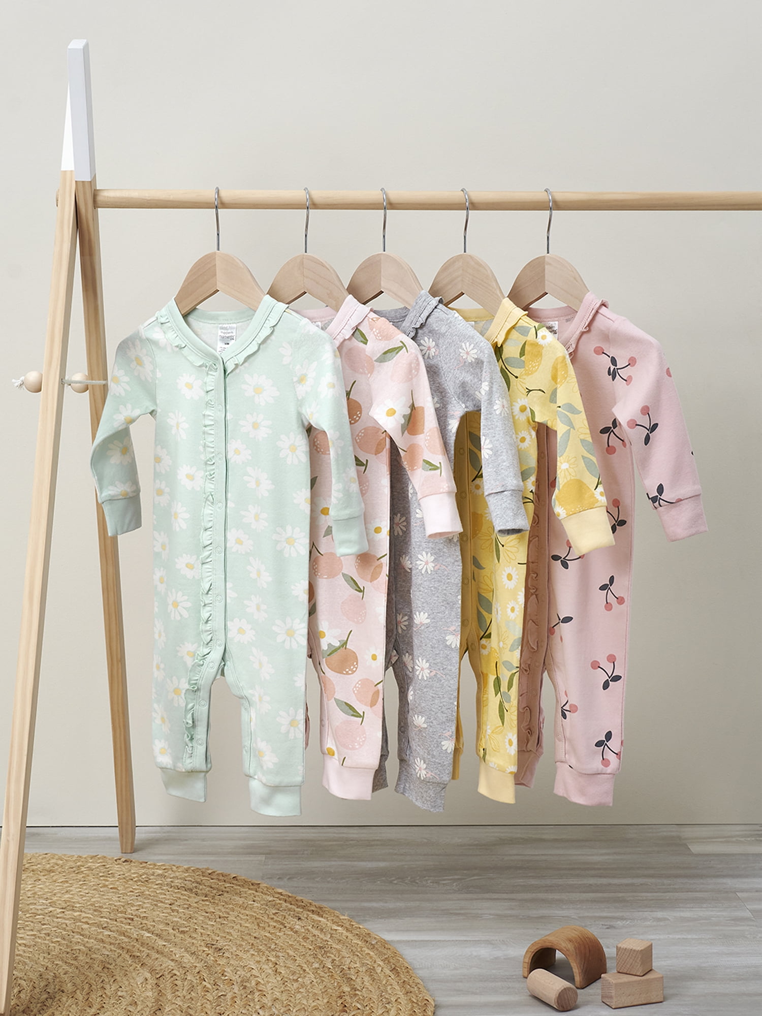 Modern Moments by Gerber Baby Girl Coveralls, 2-Pack, Sizes Newborn-24M