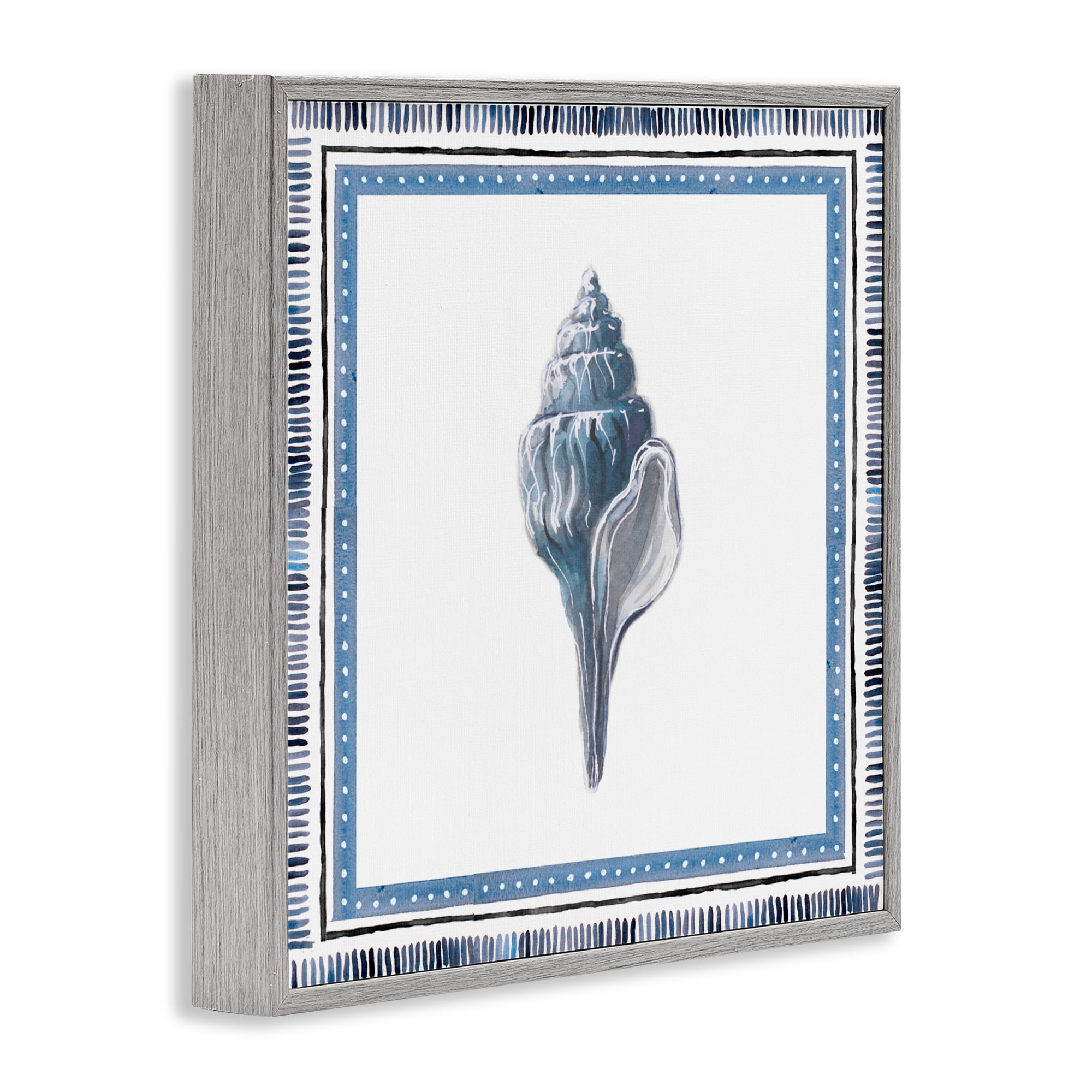 Stupell Industries Soft Blue Conch Shell Gray Framed Giclee Art, design by Lanie Loreth