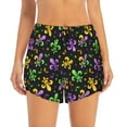 thumbnail image 2 of Xecao's Mardi Gras Carnival4 for a double-layer running short for women, perfect for gym, tennis, and more, featuring a convenient pocket., 2 of 9