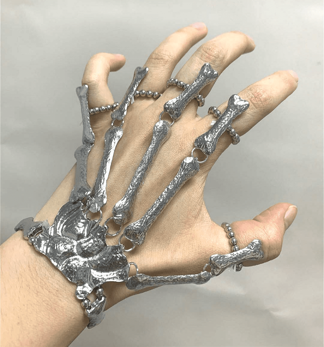 Halloween Wristband Skull Fingers Metal Skeleton Hand Bracelet With Ring |  Fruugo KR