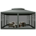 thumbnail image 5 of HOTEEL 10x13ft Metal Patio Gazebo, Outdoor Gazebo Canopy Tent for Backyard with Mosquito Netting, Gazebos Shelter with Steel Frame, Patio Covers for Shade and Rain, Gray, 5 of 10
