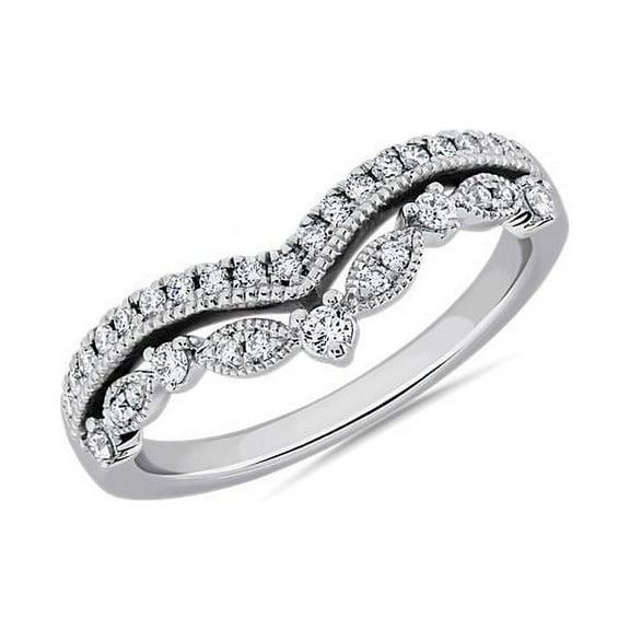 0.20 Carat Excellent Round Cut Real Diamond Stunning Eternity Band for Wedding Solid 14K White Gold Size 7