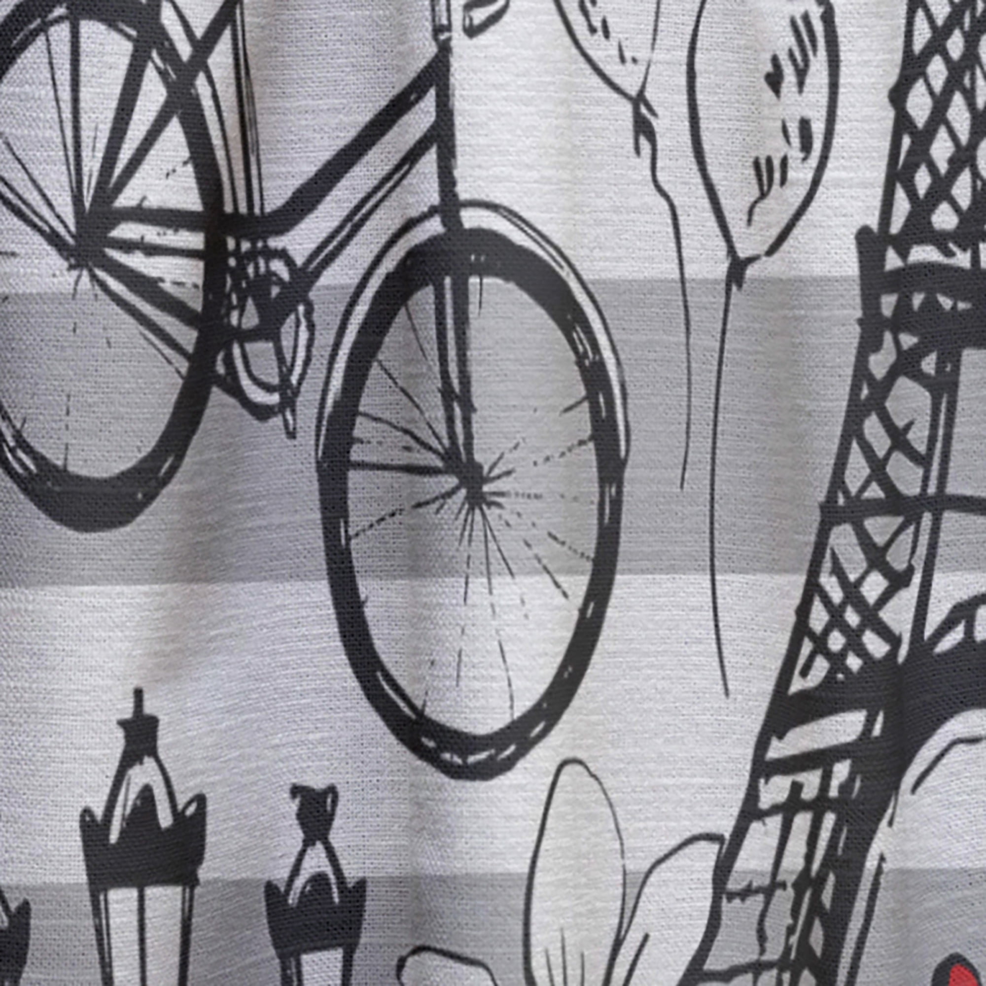 Designart 'Eiffel Tower Paris Red Hearts II' Mid-Century Modern Curtain Panel