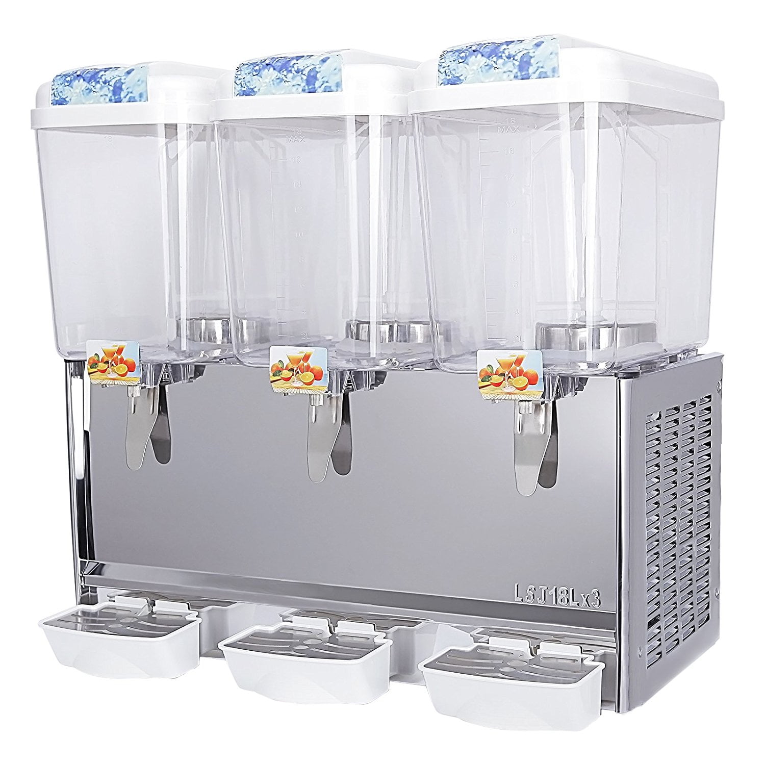 Kuppet Commercial Beverage/Juice/Drink Dispenser,14.25 Gallon 3 Tanks,Fruit Ice  Tea Cold Drink with Spigot,Restaurant Buffet Food Service Catering Beverage  Dispensers,Cold 380W 