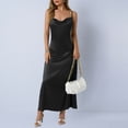 thumbnail image 2 of RXMEKW Robe Maxi en Satin pour Femmes avec Col Bénitier et Bretelles Spaghetti, Robe de Soirée Ajustée Unie pour Invitée de Mariage et Cocktail, 2 of 7