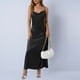 thumbnail image 2 of Maxi Vestido Formal para las Mujeres Satín Cuello de Vaca Correa de Espagueti Color Sólido Elegante Vestido Ajustado, Vestido de Noche de Poliéster Suave, 2 of 7
