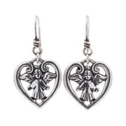 James Avery 925 Sterling Silver Retired Heart Angel Dangle Earrings