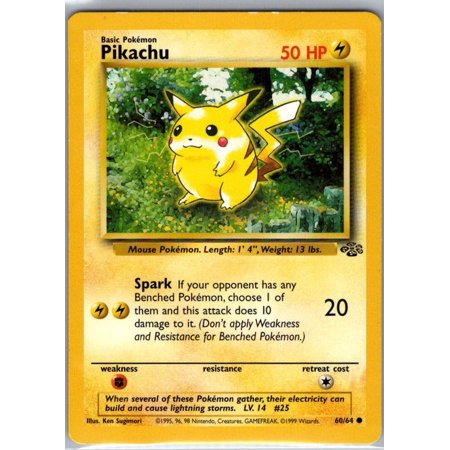 1999 Jungle Pikachu #60/64 Pokemon Trading Card English Wizards of the Coast