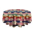 thumbnail image 5 of Pioneer Flower Floral Print Pattern Round Tablecloth 60"x60",Wrinkle Wipeable Table Cloth for Kitchen Dining Room Picnic Patio Party, 5 of 6