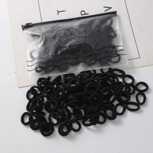 100PCS Elásticos para el Cabello Negro Lazos para el Cabello Lazos para el Cabello sin Costuras Soportes para Cola de Caballo de 4 mm Bandas para el Cabello Accesorios Trenzados para el Cabello Banda