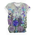 thumbnail image 4 of Otvok Womens Summer Tops Regular Casual Short Sleeve Flower Print Round Neck Pullover Blouse, 4 of 6