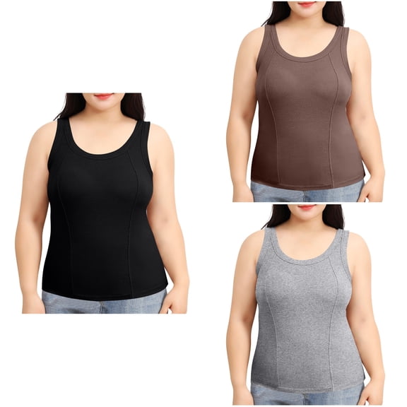 Antinious Women Plus Size Backless Spaghetti Straps with Chest Pads Tank Top Summer Homewear Soft Undershirt