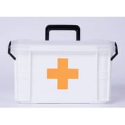 White Small Empty Medical Box for Home Emergency Supplies, Travel, Car, and Dorms – Compact First Aid Box with Handle, Detachable Tray and Locking Lid – Medical Organizer and First Aid Kit Storage