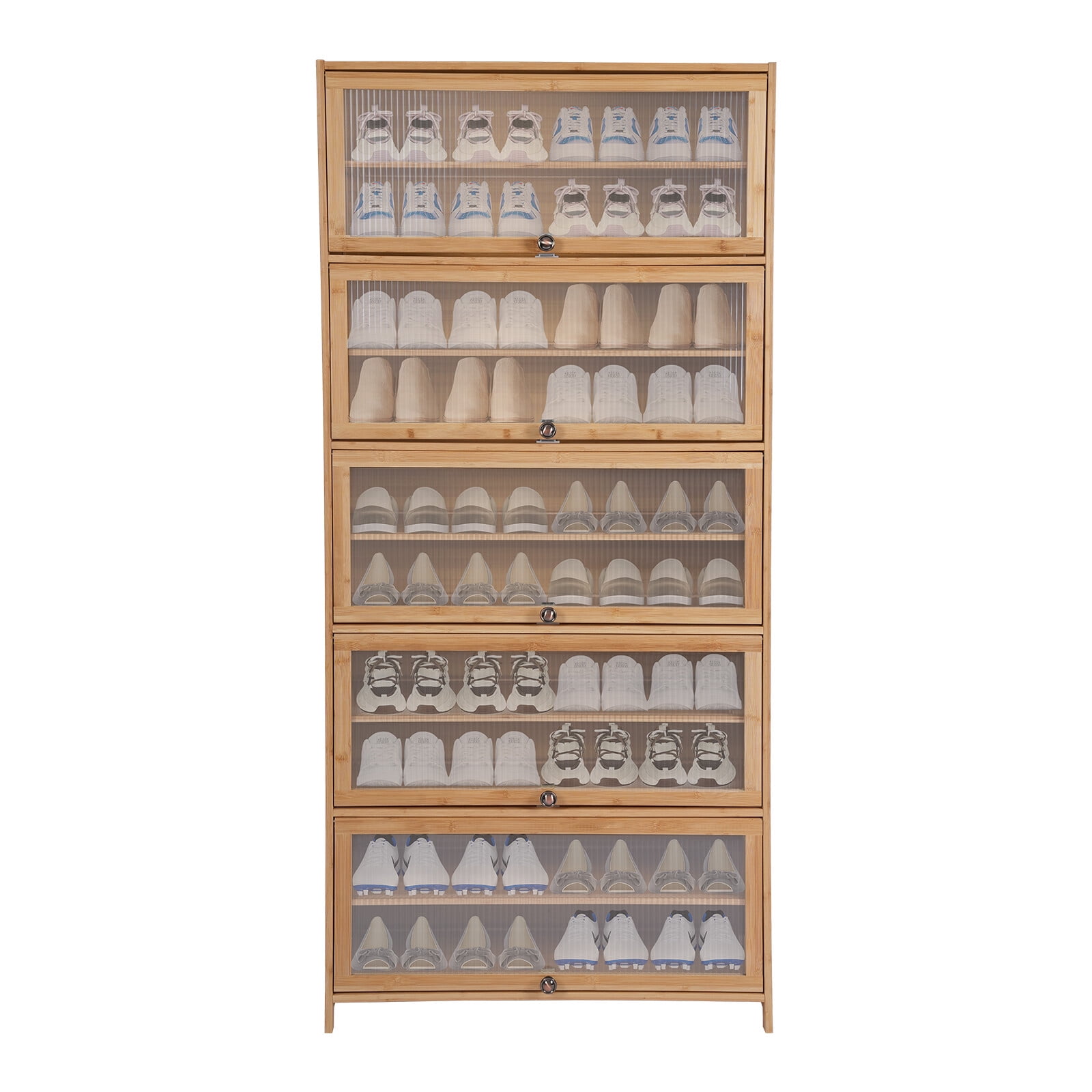 10-Tier Bamboo Shoe Rack Cabinet Organizer Wooden Shelf Stand Storage Book Shelf 80*32*172cm for Foyer, Living Room, Porch