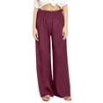 thumbnail image 5 of XFLWAM Linen Pants for Women Wide Leg Beach Summer Pants High Waisted Boho Baggy Flowy Palazzo Trousers with Pockets Red S, 5 of 6