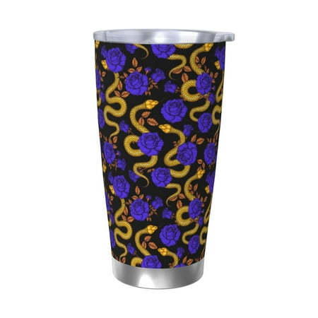 

Matuu Golden Snake And Purple Rose for 20oz Durable Thermal Cups Keep Drinks Cold and Hot Insulated Car Mug with Lid-Without Straw