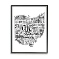 Stupell Industries Typography Cities Ohio State Graphic Art Black Framed Art Print Wall Art, Design by The Saturday Evening Post