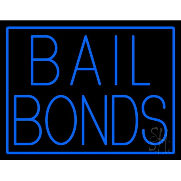 Blue Bail Bonds LED Neon Sign 15 x 19 - inches, Black Square Cut Acrylic Backing, with Dimmer - Bright and Premium built indoor LED Neon Sign for Defence Force.