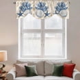 thumbnail image 3 of Tie Up Valances for Windows, Blue Coastal Adjustable Valance Curtains Window Treatment for Living Room/Bedroom, Nautical Summer Beach Starfish Shell Rod Pocket Kitchen Curtains & Drapes 42x18 Inch, 3 of 9