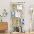 thumbnail image 4 of Holaki 64.5" 4-Shelf Case Glass Display Cabinet, Curio Cabinet Collection Display Case, Floor Standing Bookshelf for Living Room Bedroom Home Office, White, 4 of 13