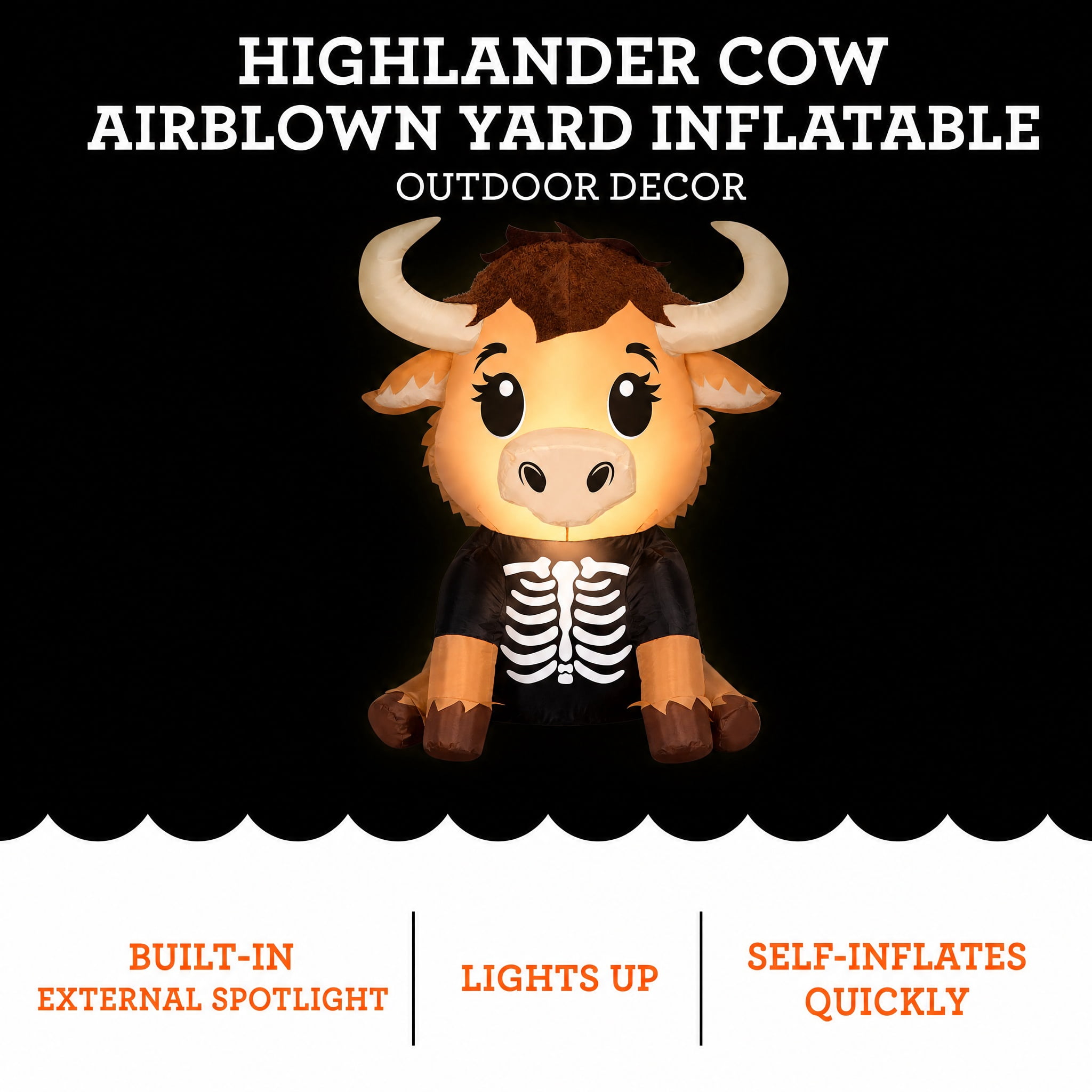 Highlander Cow Airblown Yard Inflatable, Multicolor, 3.5', Halloween by Way To Celebrate
