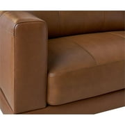 Picket House Furnishings Hanson Leather Upholstered Sofa in Fiero Tan