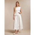 thumbnail image 2 of White 2 100% Cotton A-Line Midi Skirt With Lace Hem And Side Pockets, 2 of 8