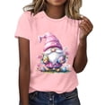 thumbnail image 2 of VBTAPA Novelty Graphic Tees for Women Happy Easter Bunny Print T-Shirt Cute Leopard Rabbit Tee Tops on Sale Pink M, 2 of 5