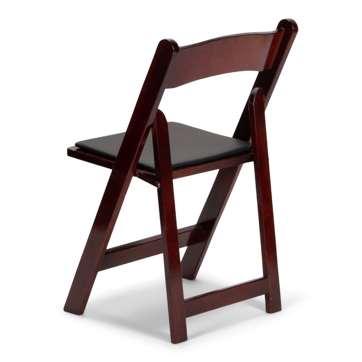 Titan Series Wood Folding Chair - Mahogany with Black Pad - 4 Pack