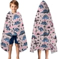 thumbnail image 3 of Pink Dinosaurs Plants Pattern Hooded Bath Towel，50"x30" for Ages 3 To 12 Kids, Quick Dry Lightweight Soft Microfiber Hood Beach Towel Cover Up for Kids, 3 of 7