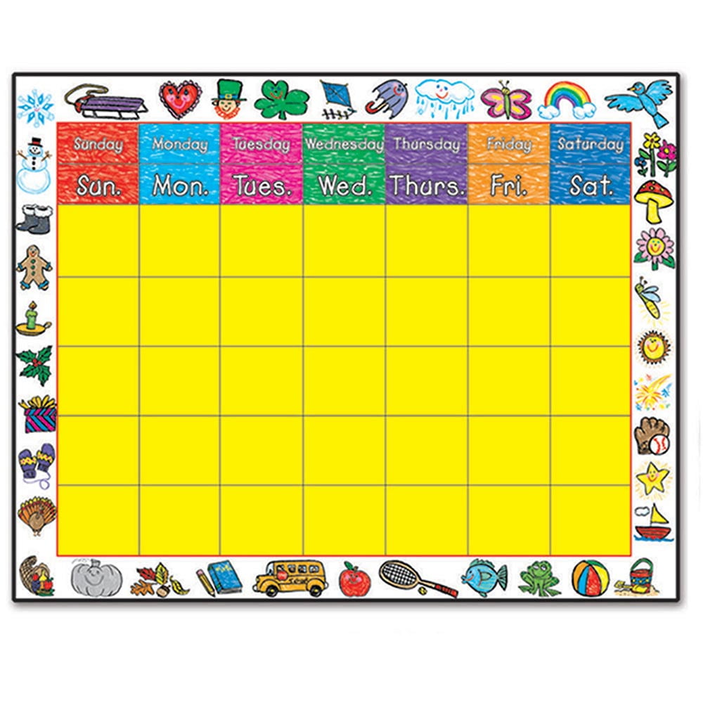 CD0395 Chart Calendar KidDrawn Border 22 X 28 by Carson Dellosa