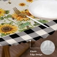 thumbnail image 5 of Sunflower Fitted Tablecloth with Elastic Edged, Round Table Cloth for Dining Table, Retro Buffalo Plaid Black White Country Bee Waterproof Oil Proof Table Cover for Indoor Outdoor 55"-60", 5 of 9