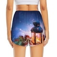 thumbnail image 4 of Vsdgher Lantern On Snow With Christmas Print Women's Running Double Layer Shorts High Waisted with Pockets Elastic Yoga Workout Athletic Gym Sports, 4 of 8