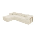 thumbnail image 3 of 108'' Modular Sectional Sofa, L-Shape Chaise Boneless Cloud Couch, Sponge Compression Fold-Out Sofa Bed with Removable Backrest, No Assembly,Beige, 3 of 11