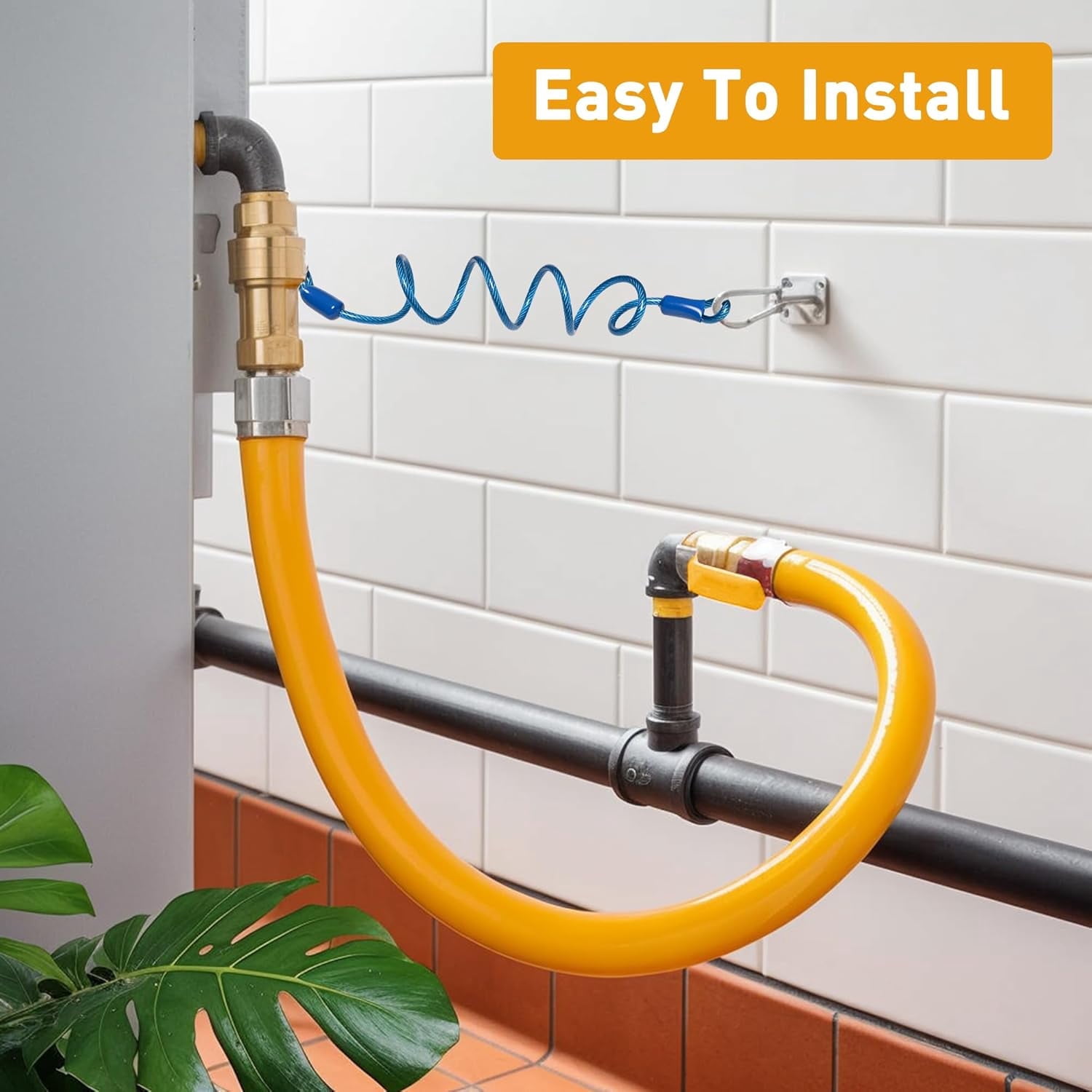 48in Commercial Kitchen Gas line Hose, 1675kit48 Safety System Kit, 3/4" Natural Gas Line Hose