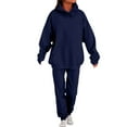 thumbnail image 2 of Women 2 Piece Outfits Hoodie Sweatsuits Set Sweatpants Long Sleeve Sweatshirt Matching Joggers Tracksuit Sets Navy L, 2 of 6