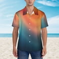 thumbnail image 2 of KLL yellow orange and teal Print Men's Hawaiian Shirt Short Sleeve Button Down Beach Shirts,Large, 2 of 7