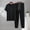 Suit-549Black, variant on Gamivast Men's 2 Piece Pajama Set Soft V-Neck Short Sleeve Tee and Cuffed Joggers Sleepwear Lightweight Loungewear Breathable Casual Nightwear Outfit
