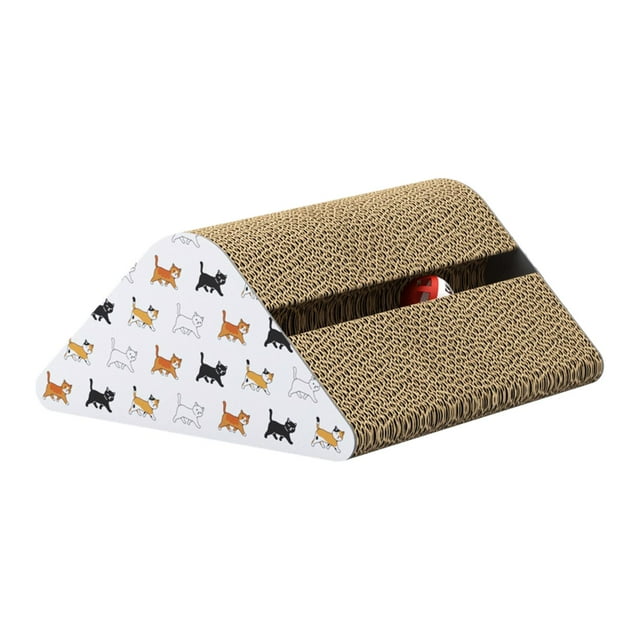 GROWTH TANK Cardboard Cat Scratcher Trianglar Cardboard Thickened Durable with Bell Ball Toy Kitten