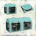 thumbnail image 6 of GVN 39" Portable Soft 2 Sided Pet Cat Carrier with Divider, Two Compartment, Soft Cushions, & Storage Bag, Green, 6 of 7