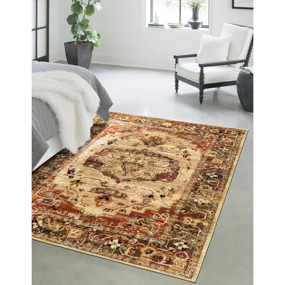 Rugs.com Saturn Collection Rug – 5' x 8' Cream Medium Rug Perfect For Bedrooms, Dining Rooms, Living Rooms