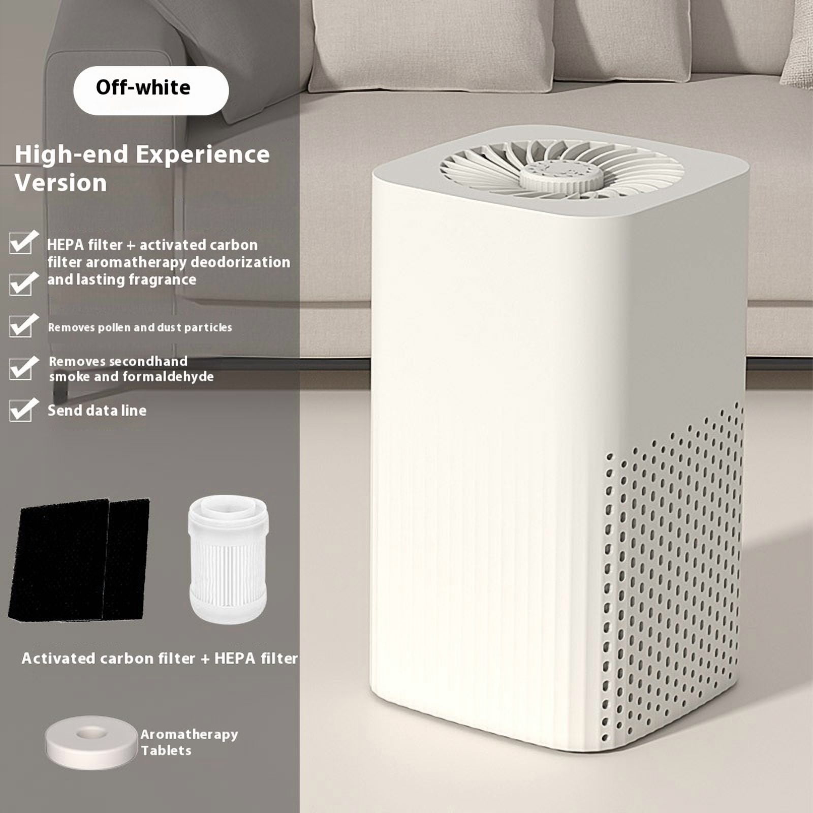 Air Purifiers Solar Powered Cleaner for Pollen Smoke Dusts Pets Dander Bedroom Car Dog House Chicken Office Living Room Kitchen White