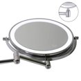 thumbnail image 2 of Wall Mounted Makeup Mirror, 10X Magnifying Double Sided LED Lighted Mirror, 360° Swivel Extendable Cosmetic Vanity Mirror, Powered by Batteries(Not Included), Chrome,7 inches, 2 of 10